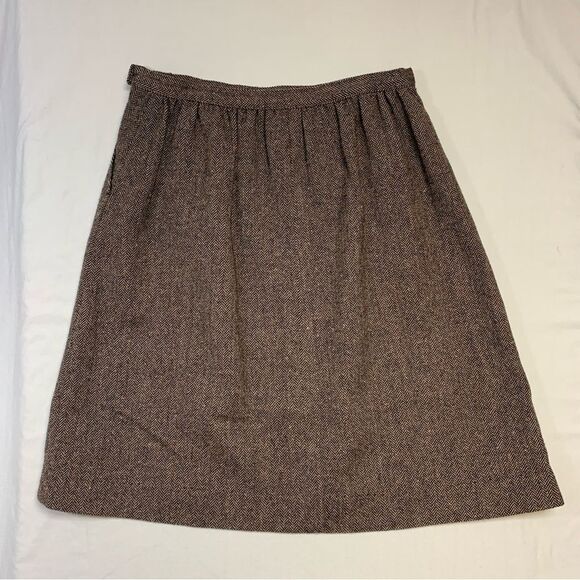 Vintage Pendleton Skirt 14 Virgin Wool Herringbone Women Academia Library A-Line - Picture 2 of 7